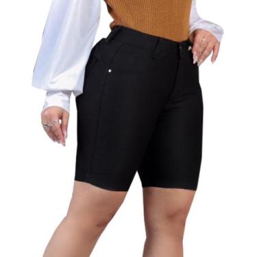 Imagem de Bermudas Femininas Jeans Cintura Alta Veste Bem Modelagem Levanta Bumb