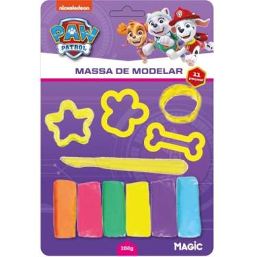 Imagem de Massa de modelar 6 cores 4 moldes 1 faquinha patrulha canina - Roxo