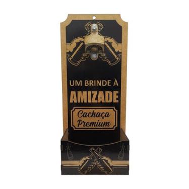 Imagem de Abridor Garrafa Parede Frase Um Brinde a Amizade Mdf Madeira - ATACADÃ