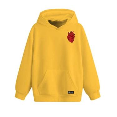 Imagem de Blusão Moletom Canguru Coração Infantil Personalizado com Capuz e Bols