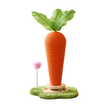 Imagem de ＡＷＨＡＯ Arranhador para gatos, poste vertical para arranhar, sisal fofo, centro de atividades, cenoura, gato, gatinho, poste para arranhar, gatinhos, 34x61cm