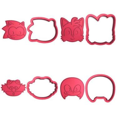 Imagem de Kit 4 Cortadores Sonic Raposa Tails Hedgehog Shade - DOCE IMPRESSO, 5,