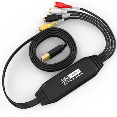 Imagem de Tihokile Placa de captura de vídeo USB, conversor de áudio e vídeo para RCA para USB-Converter VHS Mini DV VCR Hi8 equipamento de DVD para conversor digital para PC TV Tape Player filmadora
