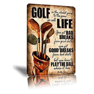 Imagem de Golfing Golf Life Vintage Retro Metal Tin Sign Wall Decor Wall Art Decoration Plaque for Home Outdoor Indoor Kitchen Bar Garden Door Garage 16x12 inch