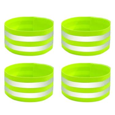 Imagem de BlingKingdom 4 peças de braçadeiras refletivas de alta visibilidade, faixa de braço refletiva elástica e faixa no tornozelo, pulseiras de alça refletiva ajustável para corrida, caminhada, ciclismo