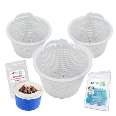 Imagem de My Garden Pool 27180-009-000 Substituição para Escumadeira de Piscina Hayward; Pacote com 3 e Fácil de Instalar Cesto Escumadeira Escumadeira de Piscina e Tiras de Teste de Piscina e Spa 7 em 1 20 Ct.