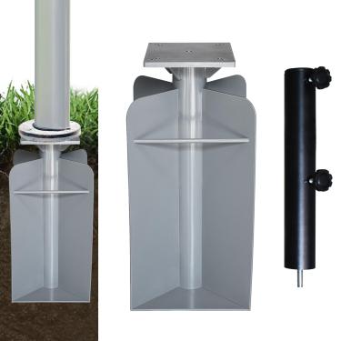 Imagem de EliteShade Suporte de base de guarda-chuva embutido nos EUA para guarda-chuva de pátio cantilever deslocado, prata