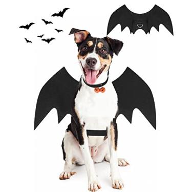Imagem de Fantasia de Halloween com asas de morcego, fantasia de festa para cosplay de Halloween para cachorro grande (M)