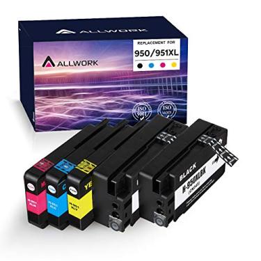 Imagem de Cartuchos de tinta compatíveis Allwork 950XL 951XL de substituição para HP 950 XL 951 XL funciona com HP Officejet Pro 8100 8600 Plus 8610 8615 8620 8625 8630 8640 8660 251dw 276dw 5 (2KCMY)