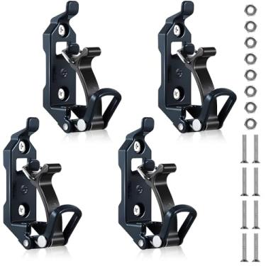 Imagem de Gulfmew 4 peças de montagem de pá para rack de teto, kit de montagem de parede de grampo de borracha de metal, kit de montagem de parede de suporte de pá acessórios de carro para rack de teto, barcos