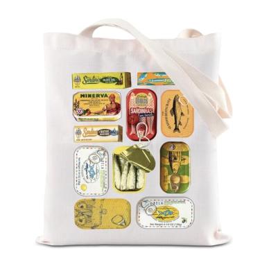 Imagem de KUIYAI Sacola de sardinhas enlatadas para amantes de sardinhas, presente de peixe enlatado, presente de sardinha portuguesa, presente de comida italiana, presente de frutos do mar, Sardinescants