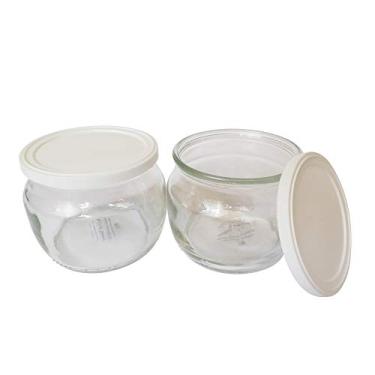 Imagem de Frascos de iogurte de vidro The Dairy Shoppe com tampa meio litro, Clear, 8 Oz, 2