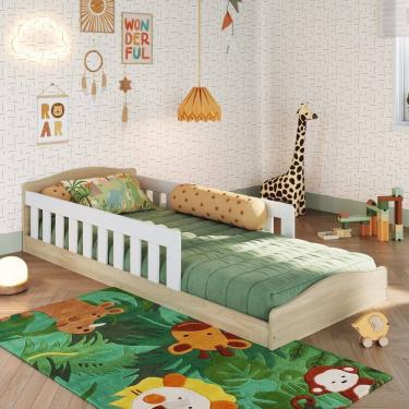 Imagem de Cama de Chão Montessoriana de Solteiro Linha Encanto Carvalho/ Branco