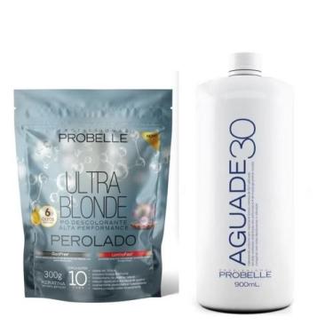 Imagem de Kit água oxigenada 30v 900ml+pó descolorante perolado stand pouch 300g