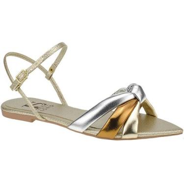 Imagem de Sandália Rasteira Bico Fino Folha 3 Cores Tiras Fivela Confortável 26-