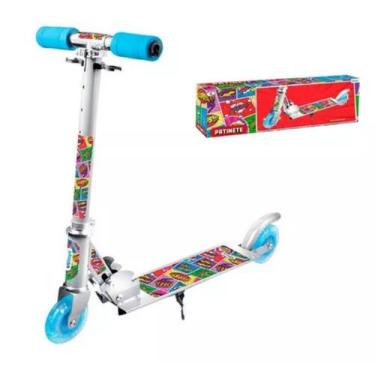 Imagem de Patinete poof de metal dobravel com freio traseiro + pe apoio e luz - 