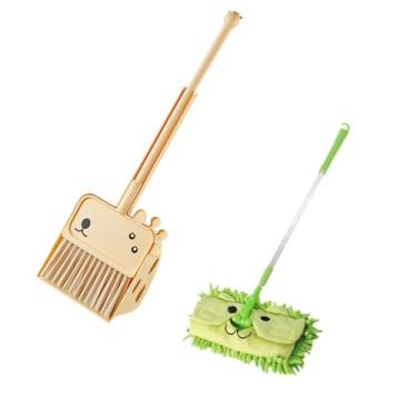 Imagem de Luwecf 3 Pçs Mini Vassoura com Pá Esfregão Crianças Conjunto de Limpeza Bonito Crianças Ferramentas de Limpeza de Limpeza para O Jardim de Infância Crianças, Verde