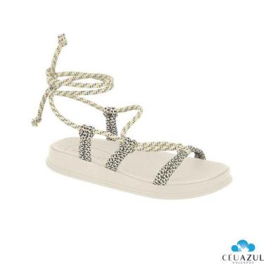 Imagem de Sandalia Rasteira Feminina Trançada Moleca Amarração Estilosa Hippie C