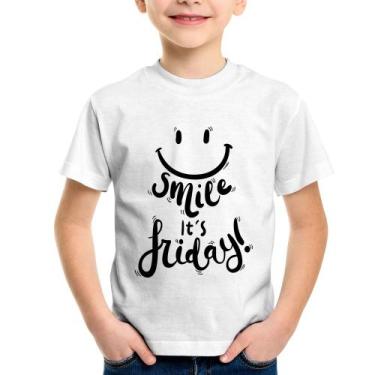 Imagem de Camiseta Infantil Smile, It's Friday! - Foca na Moda, Branco, 10