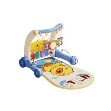 Imagem de Baby Activity Gym Play Mat with Hanging Toys, 3-in-1 Convertible Walker, Musical Learning Center (Azul)