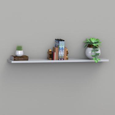 Imagem de Prateleira Suspensa Uno Line P/Decoração de Ambientes Sala de Estar Quarto Cozinha 135cm Branco - Olivar Móveis