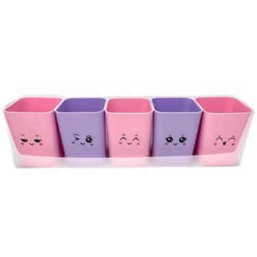 Imagem de Kit Doçura 5 Porta objetos Dello   Papelaria Criativa, Rosa e Roxo