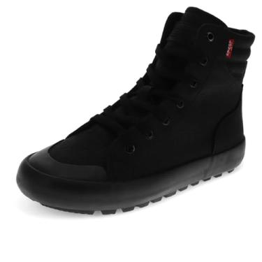 Imagem de Levi's Tênis feminino Olivia II CT CVS casual com cadarço e cano alto, Preto monocromático, 35