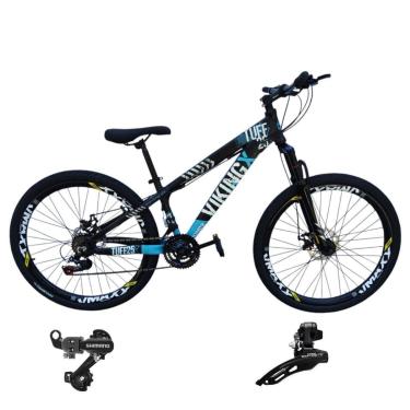 Imagem de Bicicleta 26 VikingX T25 21v Freeride Cambio Traseiro e Dianteiro Shimano Pneu Aro 26 Balão Preto-Unissex