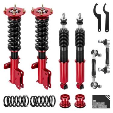 Imagem de BDFHYK Coilovers compatíveis com Ford Mustang 2005-2012 Substituição de amortecedor 4 peças, kit de suspensão de bobinas de altura ajustável, kit de abaixamento vermelho