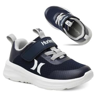 Imagem de Hurley Tênis esportivo infantil com alça ajustável – Sapatos confortáveis, leves e elegantes para meninos e meninas, crianças, crianças pequenas e grandes, Azul-marinho/cinza, 21