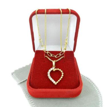 Imagem de Corrente Feminina 40/45cm 0.8mm Coração Folheado Ouro 18k CR851 - WNBI