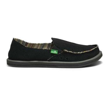 Imagem de Sanuk Mocassins femininos Donna Hemp | Sapatos femininos | Sapatos sem cadarço para mulheres | Mocassins femininos sem cadarço | Palmilha de espuma viscoelástica, Preto, 37