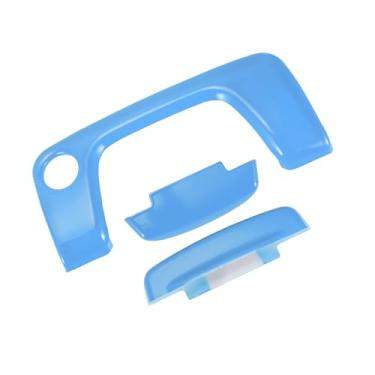 Imagem de REPAIROCK 1 conjunto de tampa de botão de interruptor de apoio de braço para console central para Jeep Wrangler JL JLU 2018-2024 Descanso de braço central adesivo de tampa de botão aberto ABS azul