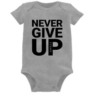 Imagem de Body Bebê Never give up - Foca na Moda, Cinza, M