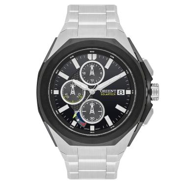 Imagem de Relógio ORIENT masculino solartech preto prata MBSSC279 P1SX