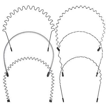 Imagem de Lurrose 6 peças unissex faixa de cabelo ondulada argola de metal acessório de cabelo comum para mulheres e homens