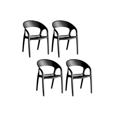 Imagem de Kit 4 Cadeiras Sala Jantar Glass Plus UZ8004 4 Un Polipropileno Preto - Kappesberg