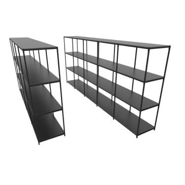 Imagem de Praleira De Aço Reforçada Mini Porta Pallet 200x60x90 Estante Estoque Bandeja Preta Módulos Conjugados 4 + 5