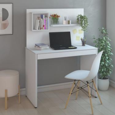 Imagem de Escrivaninha Com Painel e 1 Nicho e 1 Prateleira Artany First Cor Branco