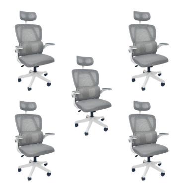 Imagem de Kit 5 Cadeiras de Escritório Presidente Executiva Oficial Legacy Cinza