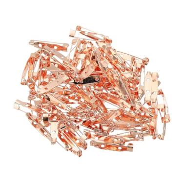 Imagem de PATIKIL 100 pinos de crachá, pinos de segurança de 30 mm etiqueta de nome de crachá em massa tiras planas médias para roupas artesanais DIY, ouro rosa