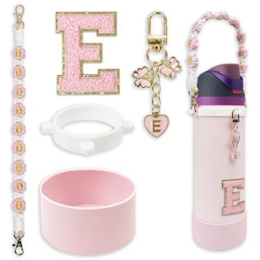 Imagem de Conjunto de monograma fofo de bota de silicone compatível com garrafa de água Owala 947 ml - Acessórios perfeitos para Owala Tumbler, Owala Free Sip, Pink Owala, Black Owala, copo de café owala (rosa,