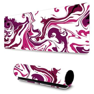 Imagem de Mouse Pad Gamer Profissional Confortável Antiderrapante Escritório e Games - 90x40 - Abstrato Azul e Branco (Rosa e Branco)