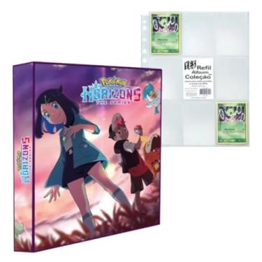 Imagem de Álbum Pasta Fichário Pokemon Horizontes A Série com 10 Folhas Cartas TCG Capa Dura Reforçado Cards
