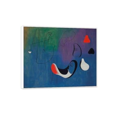 Imagem de MUHJDYC Joan Miró Imagem de arte de parede em tela - reprodução de obras de arte famosas abstratas - pinturas com moldura branca para decoração de sala de estar (pintura 2) 30 x 35 cm - 12 x 14 pol