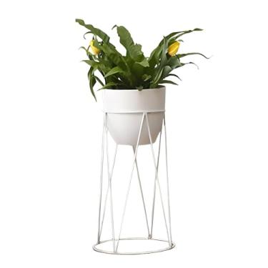 Imagem de Lzyjckh Vaso de plantas moderno, vaso cilíndrico com suporte resistente Vasos de flores modernos decorativos, Vaso de flores para decoração de sala de estar,White,28×28×60cm
