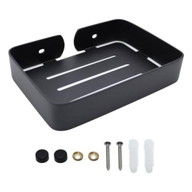 Imagem de Shonmogar Porta-Sabonete De Aço Inoxidável Preto, Suporte Para Saboneteira Parede Com Parafusos, Resistente Sabonete Em Barra, Elegante Chuveiro, Banheiro, Cozinha, Banheira