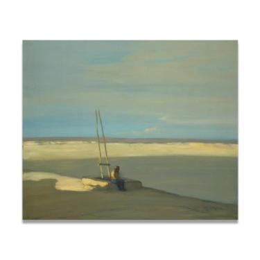 Imagem de LKXGRRSFG Impressão em tela tonalista A Southwest Indian on Kiva Xavier Timoteo Martínez - Arte de parede de paisagem da Califórnia e decoração de casa 39,98 x 48 cm