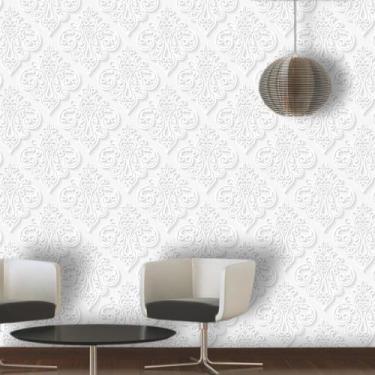 Imagem de Papel de Parede Autocolante Arabesco Cinza e Branco 270 - Inove Papéis