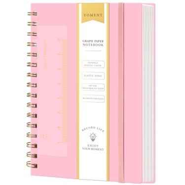 Imagem de Yoment Caderno espiral de papel quadriculado A5 Caderno gráfico 160 páginas caderno de papel gráfico espiral encadernado à prova d'água plástico capa dura espiral diário 12 x 17 cm grade para anotações, rosa